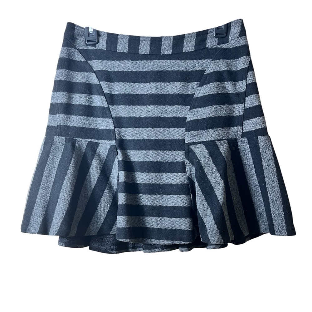 Worthington Wool Blend Striped Mini Skirt Flared 6 Goth Preppy Dark Academia Mod